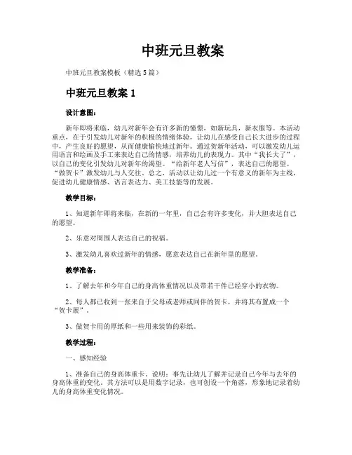 中班元旦教案