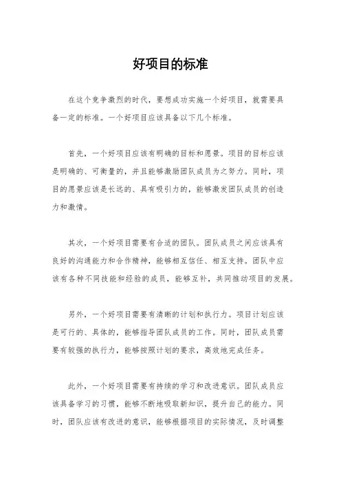 好项目的标准