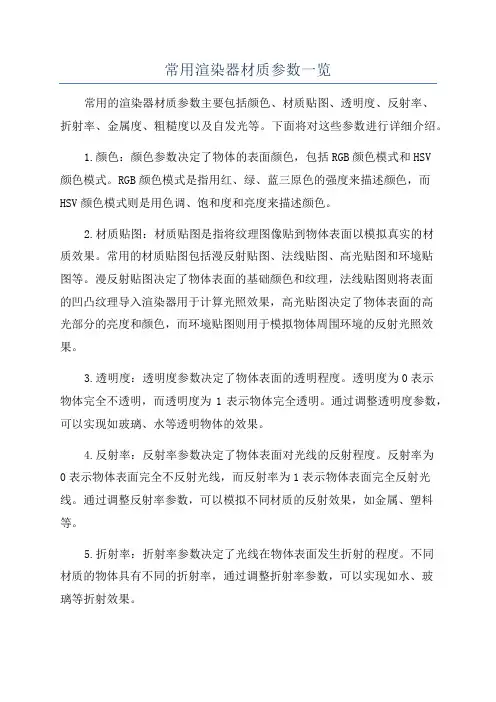 常用渲染器材质参数一览