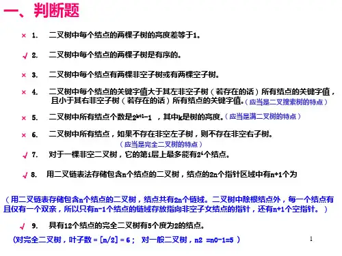 数据结构与算法分析 C语言描述(第2版)Larry Nyhoff  二叉树习题课 PPT课件