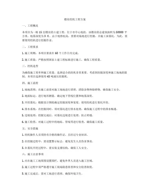 楼房挖机工程方案
