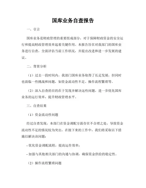 国库业务自查报告