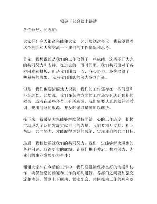 领导干部会议上讲话