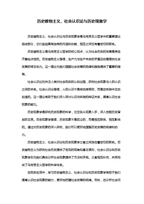 历史唯物主义、社会认识论与历史现象学