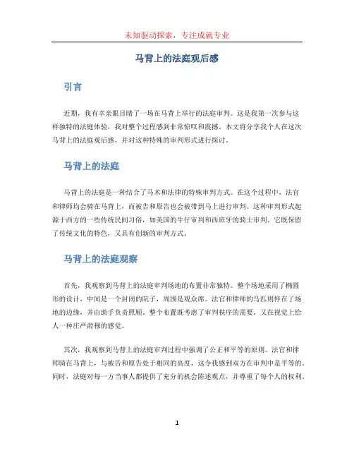 马背上的法庭观后感