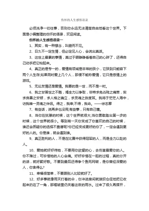 伤怀的人生感悟语录_人生感悟
