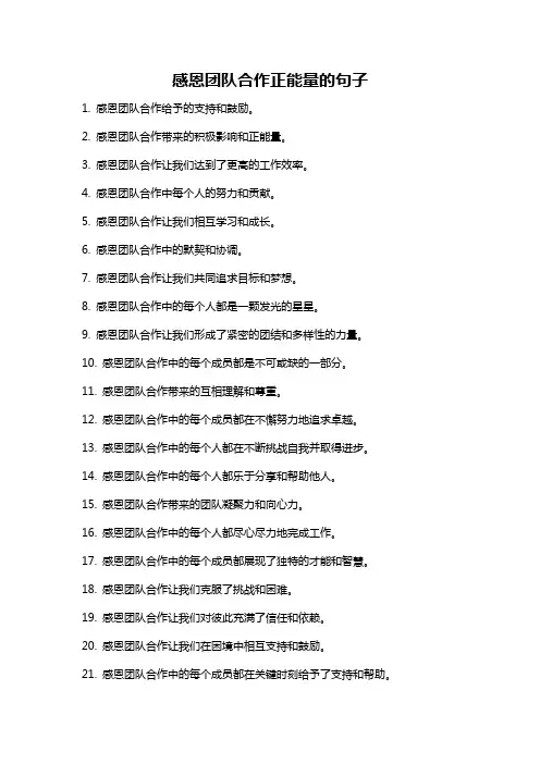 感恩团队合作正能量的句子