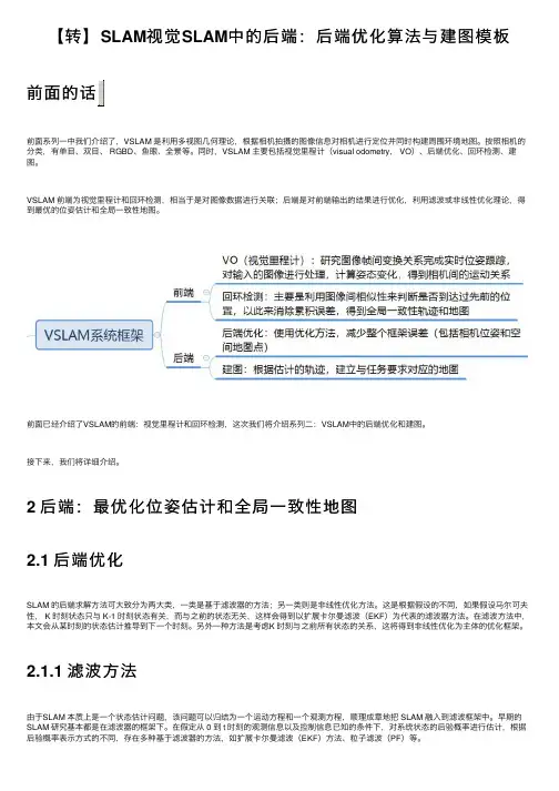 【转】SLAM视觉SLAM中的后端：后端优化算法与建图模板