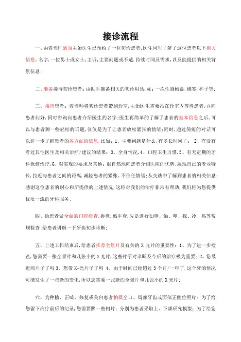 现代口腔医院接诊流程