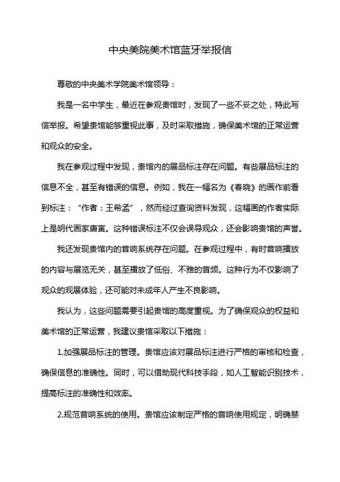 中央美院美术馆蓝牙举报信