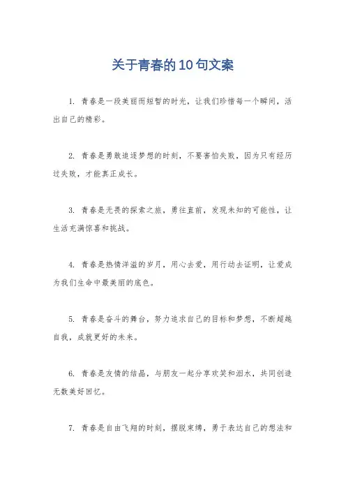 关于青春的10句文案