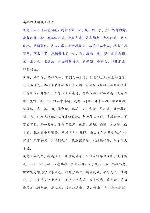 汉兴以来诸侯王年表