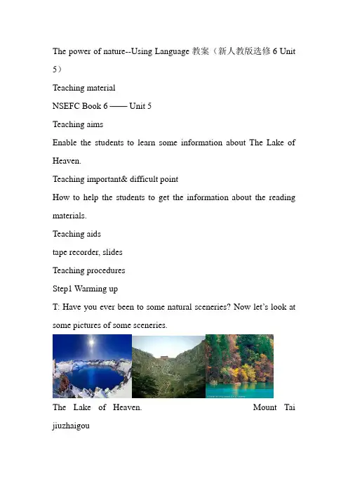 Thepowerofnature--UsingLanguage教案(新人教版选修6Unit5)