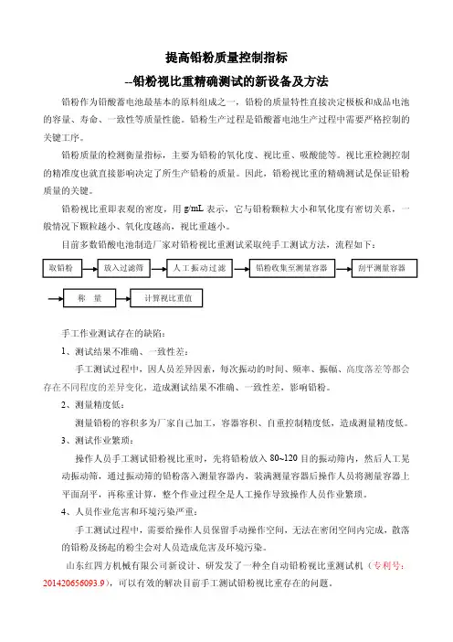 铅粉视比重精确测试方法