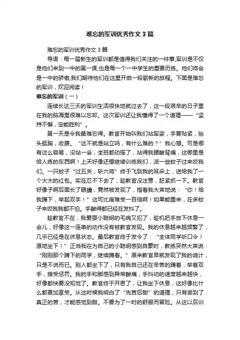 难忘的军训优秀作文3篇