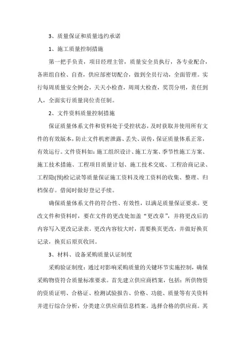 质量保证和质量违约承诺