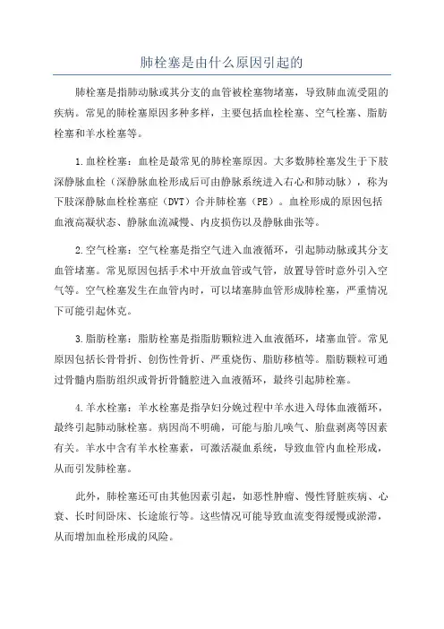 肺栓塞是由什么原因引起的