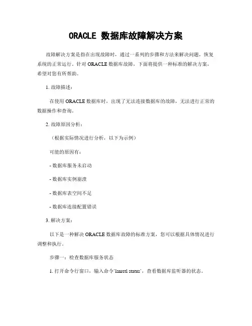 ORACLE 数据库故障解决方案