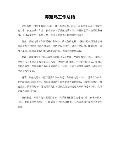 养殖鸡工作总结