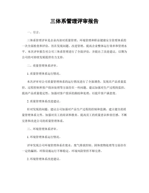 三体系管理评审报告