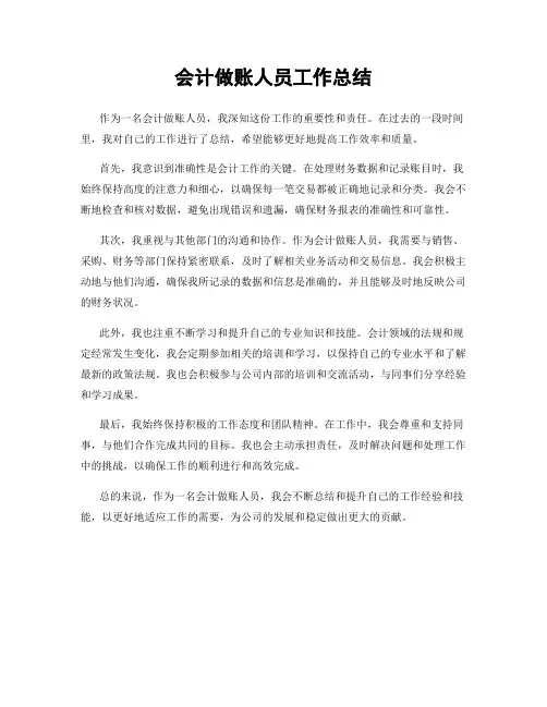 会计做账人员工作总结