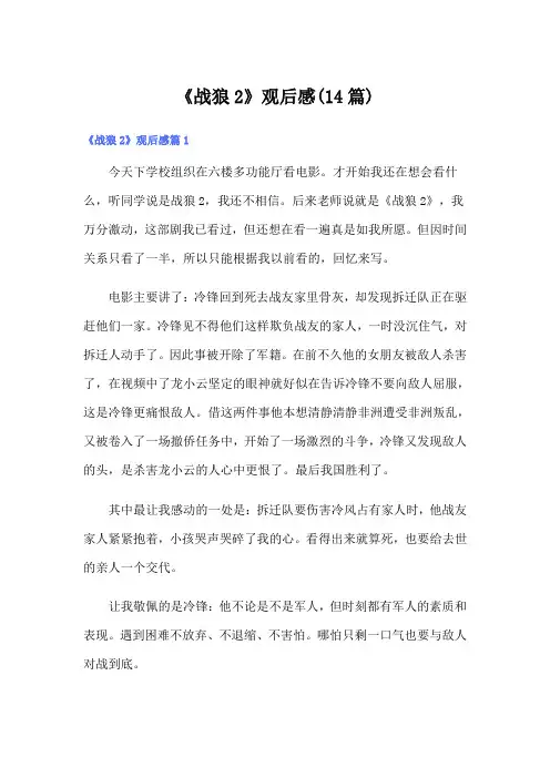 《战狼2》观后感(14篇)