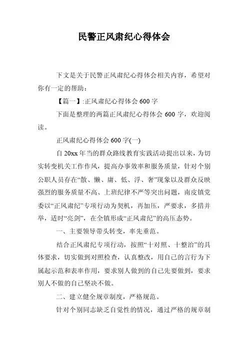 民警正风肃纪心得体会