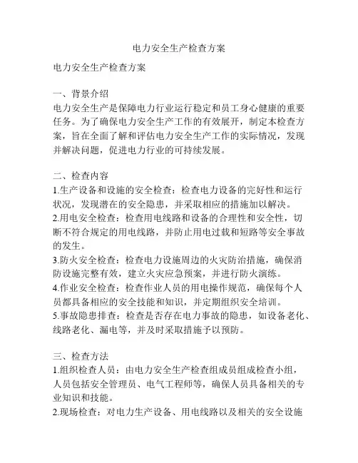 电力安全生产检查方案