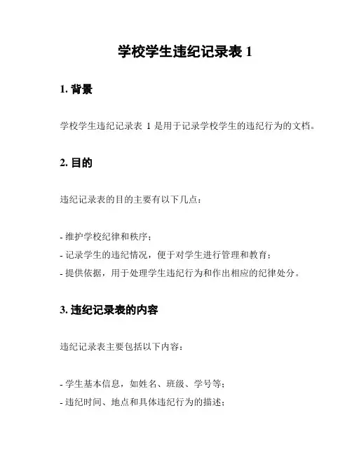 学校学生违纪记录表1