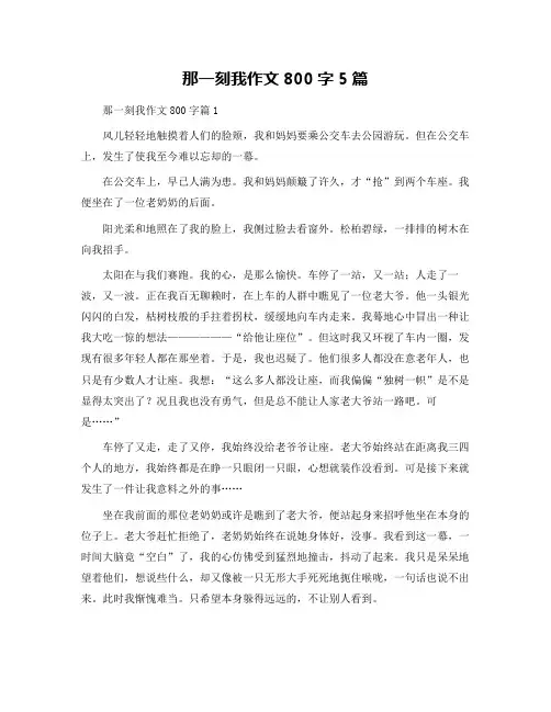 那一刻我作文800字5篇