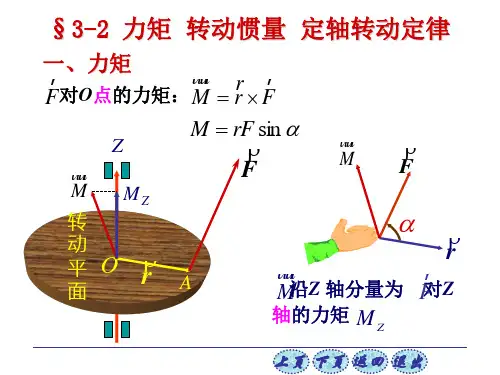 大学物理力矩转动惯量定轴转动定律资料