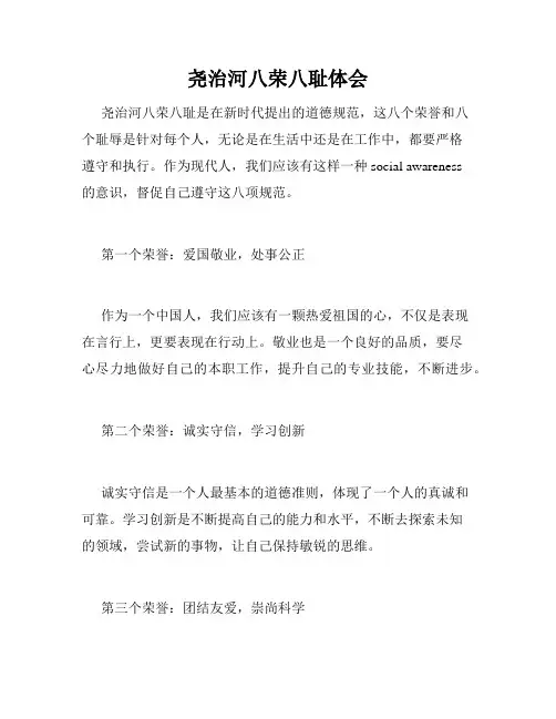 尧治河八荣八耻体会