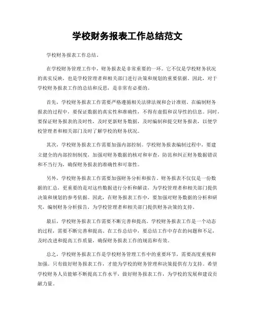 学校财务报表工作总结范文