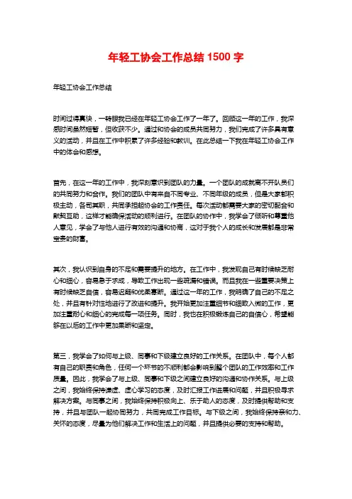 年轻工协会工作总结1500字