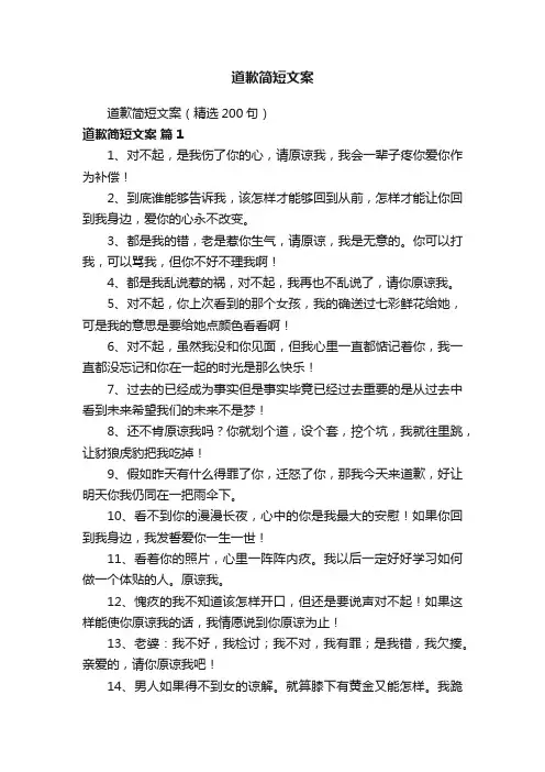道歉简短文案（精选200句）