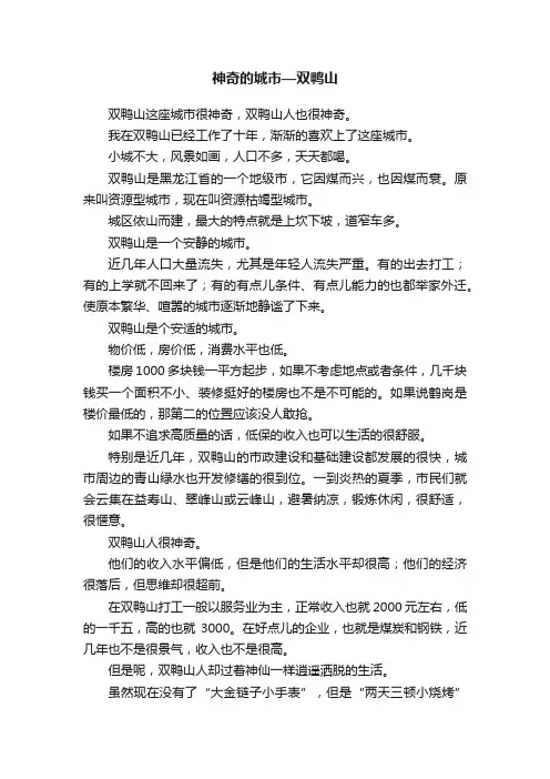 神奇的城市—双鸭山