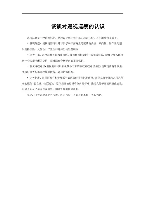 谈谈对巡视巡察的认识
