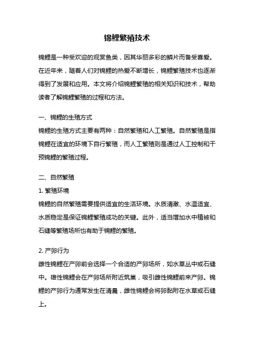 锦鲤繁殖技术