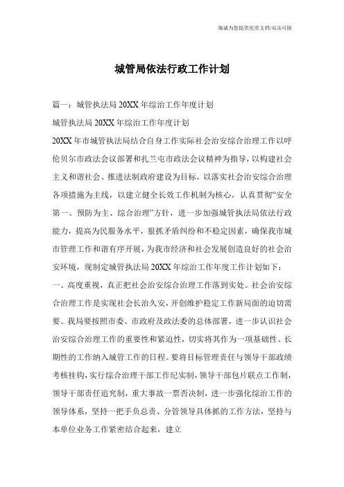 城管局依法行政工作计划