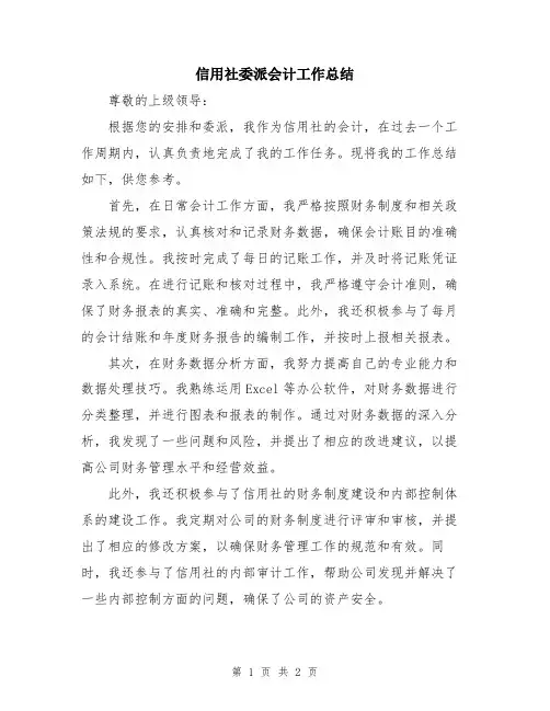 信用社委派会计工作总结