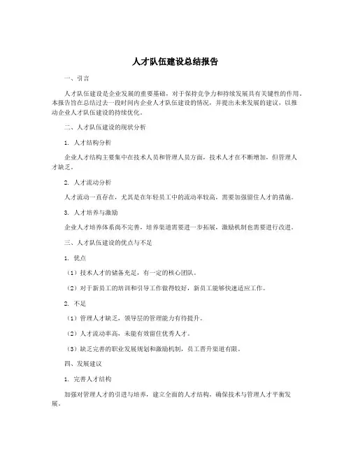 人才队伍建设总结报告