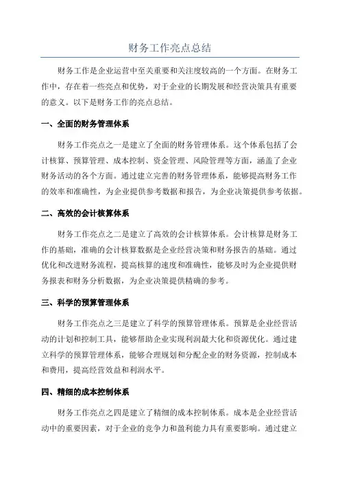 财务工作亮点总结