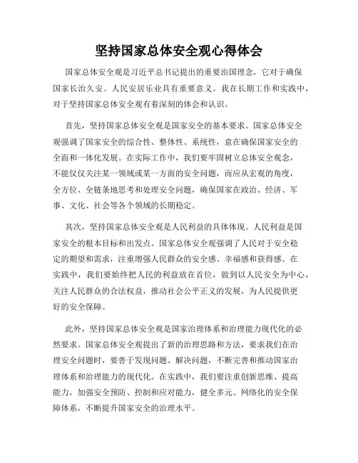 坚持国家总体安全观心得体会