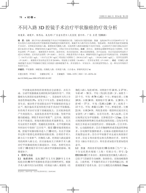 不同入路3D腔镜手术治疗甲状腺癌的疗效分析