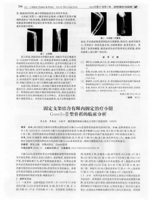 固定支架结合有限内固定治疗小腿GustiloⅢ型骨折的临床分析