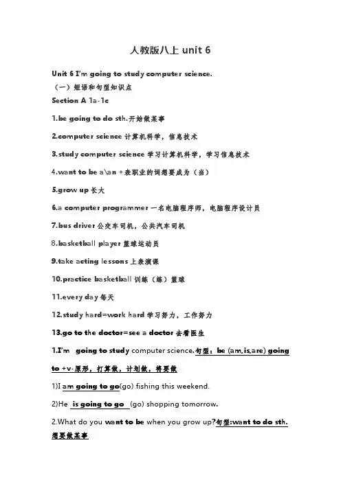 人教版八年级上册英语第6单元预习和期末复习总结