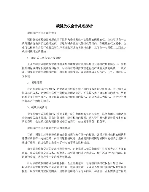 碳排放权会计处理探析
