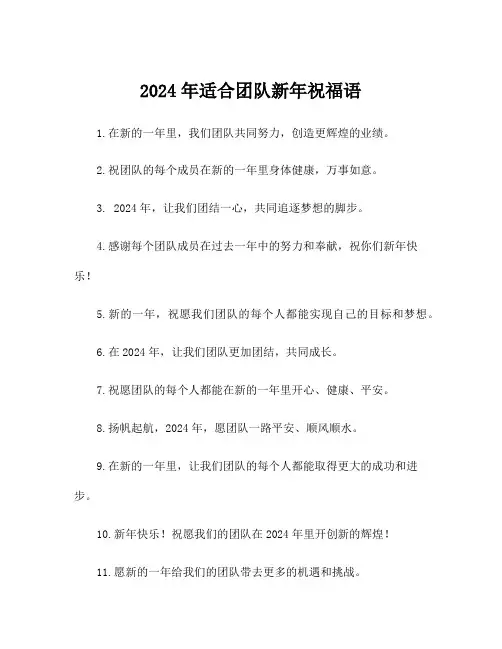 2024年适合团队新年祝福语