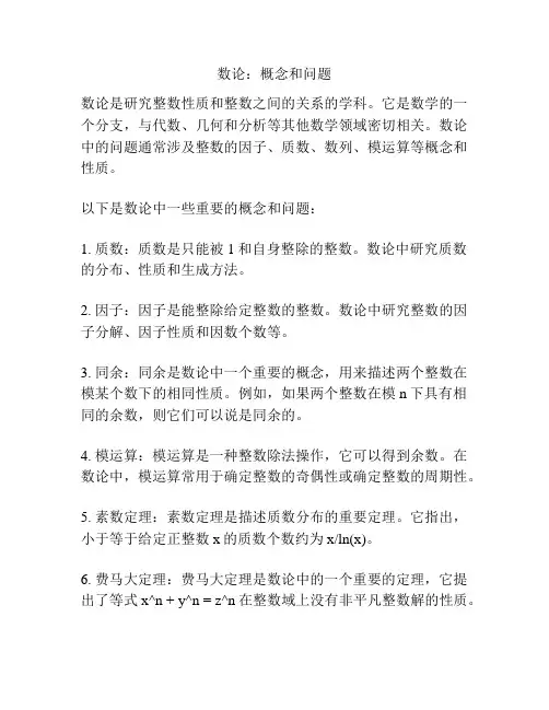 数论：概念和问题