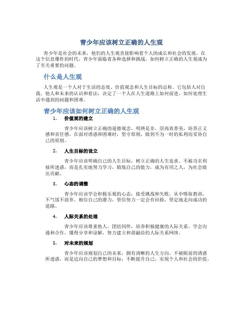 青少年应该树立正确的人生观
